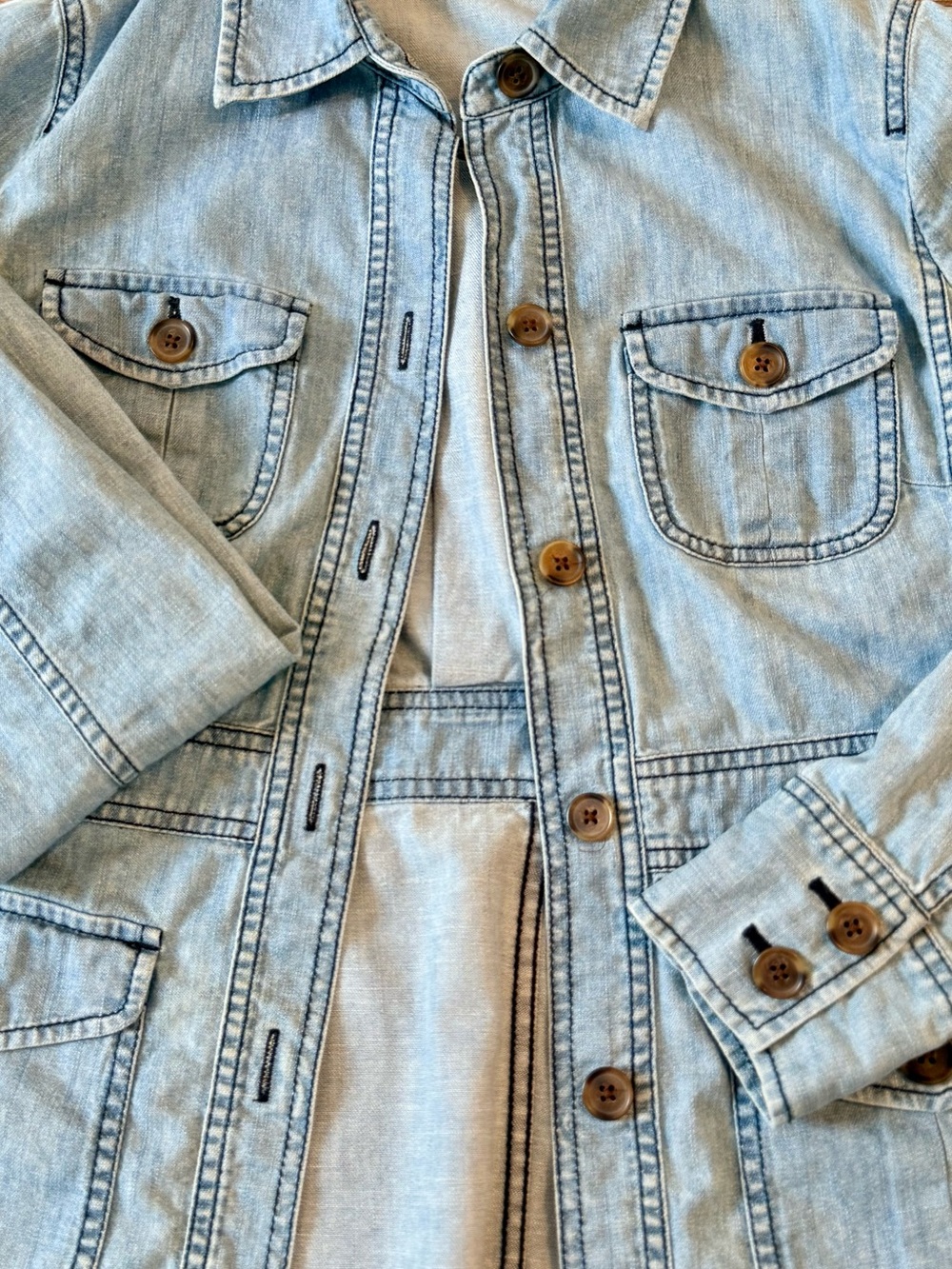 J.Crew - Chambray Utility Jacket - M - Light Wash Indigo